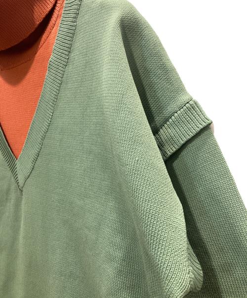 NO ID.（ノーアイディー）NO ID. (ノーアイディー) ドッキングタートルネックBIG-PO グリーン×オレンジ サイズ:ONEの古着・服飾アイテム