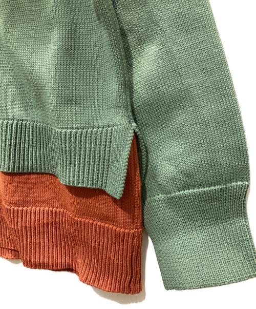 NO ID.（ノーアイディー）NO ID. (ノーアイディー) ドッキングタートルネックBIG-PO グリーン×オレンジ サイズ:ONEの古着・服飾アイテム