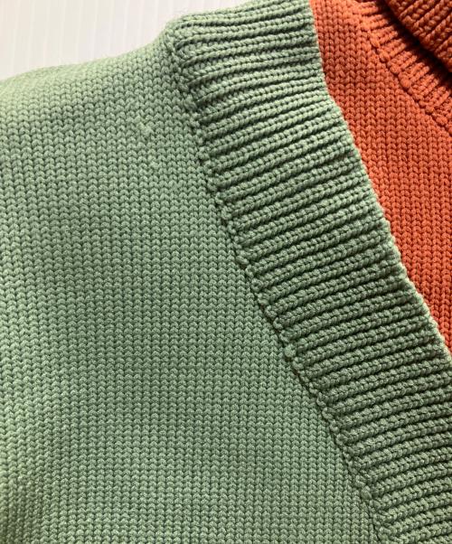 NO ID.（ノーアイディー）NO ID. (ノーアイディー) ドッキングタートルネックBIG-PO グリーン×オレンジ サイズ:ONEの古着・服飾アイテム
