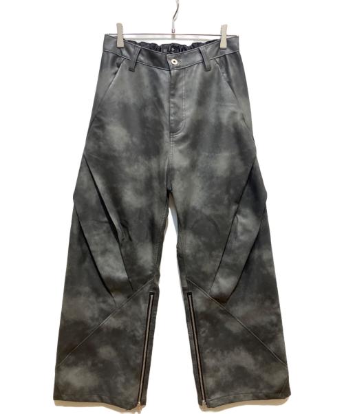 NO ID.（ノーアイディー）NO ID. (ノーアイディー) シンセティックレザーZIPフレアPT グレー サイズ:2の古着・服飾アイテム