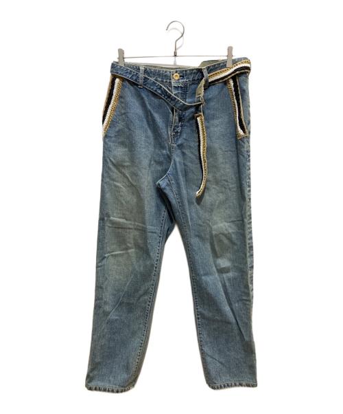 sacai（サカイ）sacai (サカイ) ベルテッドデニムパンツ インディゴ サイズ:SIZE　2の古着・服飾アイテム