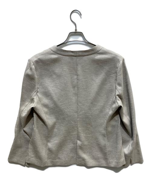 INDIVI（インディヴィ）INDIVI (インディヴィ) リネン風カラーレスジャケット ベージュ サイズ:44の古着・服飾アイテム
