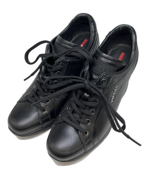 PRADA（プラダ）PRADA (プラダ) ウェッジソールスニーカー ブラック サイズ:351/2の古着・服飾アイテム
