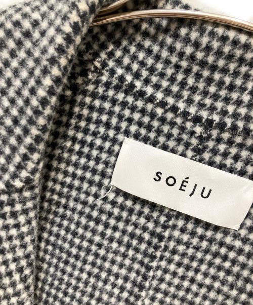 SOEJU（ソージュ）SOEJU (ソージュ) ウールリバーローブコート ブラック×ホワイト サイズ:Sの古着・服飾アイテム