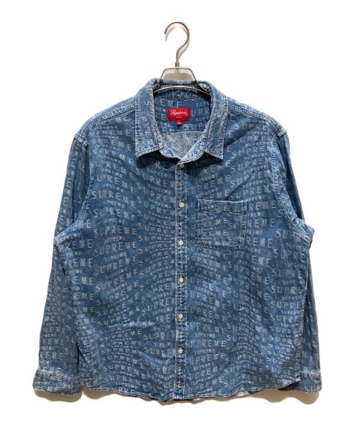 SUPREME（シュプリーム）Supreme (シュプリーム) Warp Jacquard Logos Denim Shirt インディゴ サイズ:XLの古着・服飾アイテム