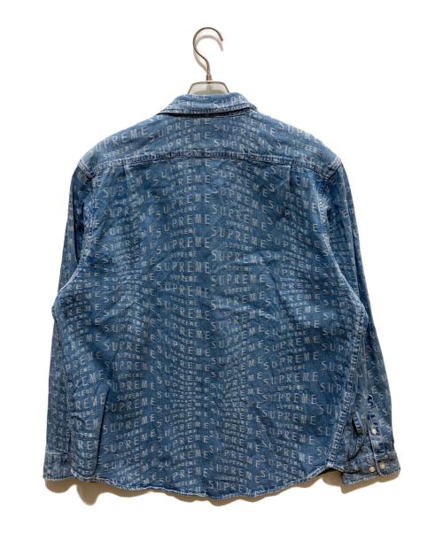 SUPREME（シュプリーム）Supreme (シュプリーム) Warp Jacquard Logos Denim Shirt インディゴ サイズ:XLの古着・服飾アイテム