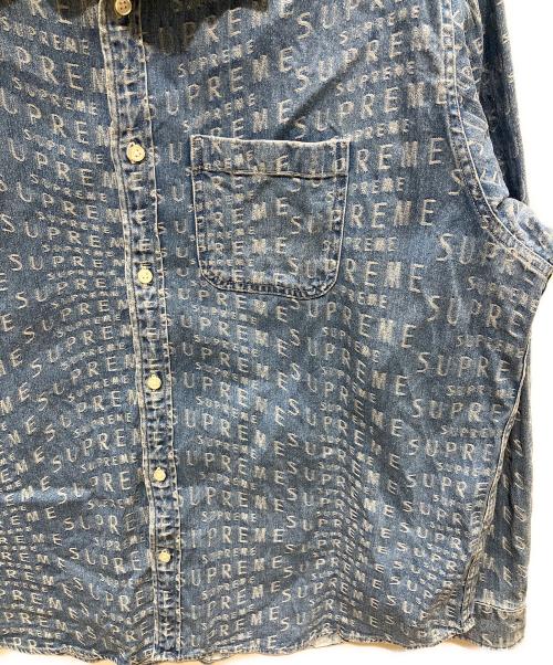 SUPREME（シュプリーム）Supreme (シュプリーム) Warp Jacquard Logos Denim Shirt インディゴ サイズ:XLの古着・服飾アイテム