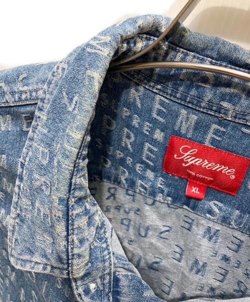 SUPREME（シュプリーム）Supreme (シュプリーム) Warp Jacquard Logos Denim Shirt インディゴ サイズ:XLの古着・服飾アイテム