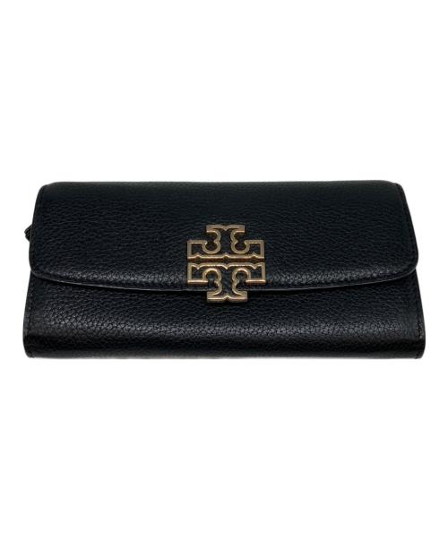 TORY BURCH（トリーバーチ）TORY BURCH (トリーバーチ) ロゴバックルフラップロングウォレット ブラックの古着・服飾アイテム