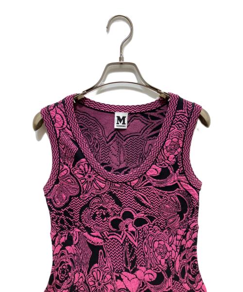 missoni（ミッソーニ）MISSONI (ミッソーニ) 総柄ノースリーブワンピース パープル サイズ:40の古着・服飾アイテム