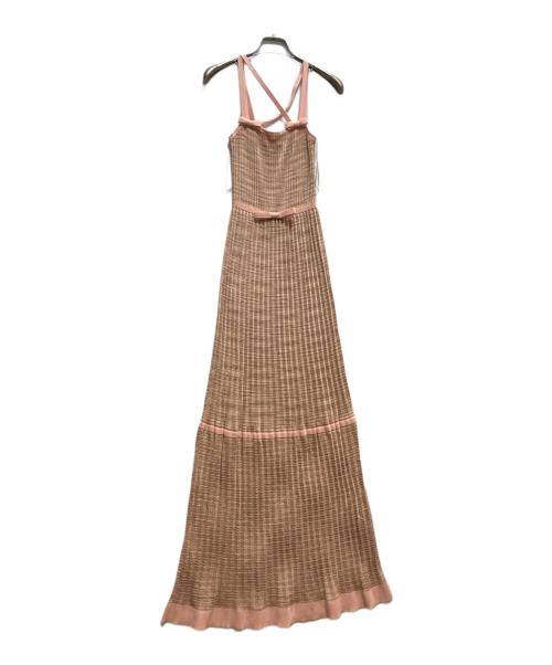 missoni（ミッソーニ）MISSONI (ミッソーニ) キャミソールニットワンピース ベージュ×ピンク サイズ:SIZE　40の古着・服飾アイテム