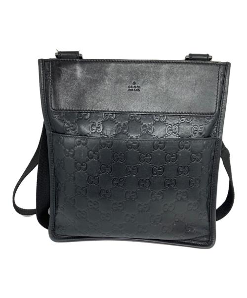 GUCCI（グッチ）GUCCI (グッチ) グッチシマ レザーショルダーバッグ ブラックの古着・服飾アイテム