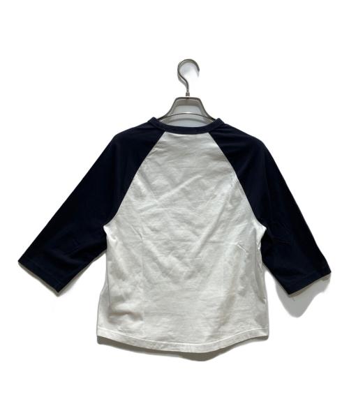 FRED PERRY（フレッドペリー）FRED PERRY (フレッドペリー) Flock Print T-Shirt ホワイト×ネイビー サイズ:Mの古着・服飾アイテム