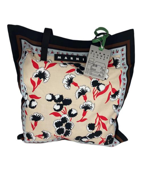MARNI（マルニ）MARNI (マルニ) マルニマーケット バンダナ トートバッグ ベージュ×ブラック 未使用品の古着・服飾アイテム