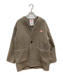 DANTON（ダントン）の古着「COLLARLESS V NECK COAT」｜ブラウン