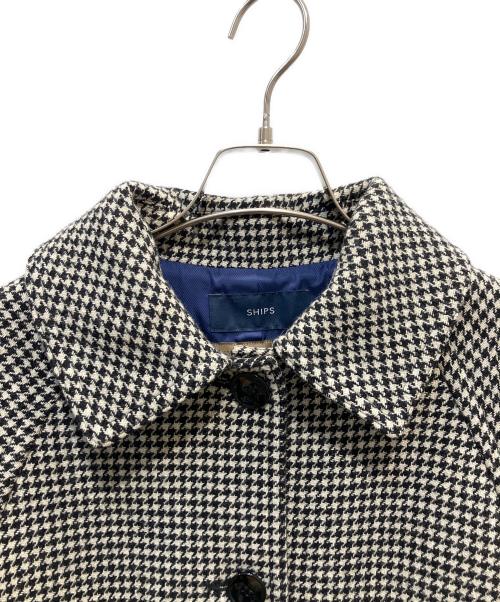 SHIPS（シップス）SHIPS (シップス) LA TORRE ステンカラー コート アイボリー×ブラック サイズ:SIZE　38の古着・服飾アイテム