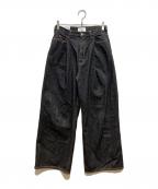 CLANE×Suzu Hiroseクラネ×）の古着「Tuck Wide Denim Pants」｜ブラック