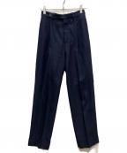 GUCCIグッチ）の古着「Blue High-Waisted Pleated Straight Trousers」｜ネイビー