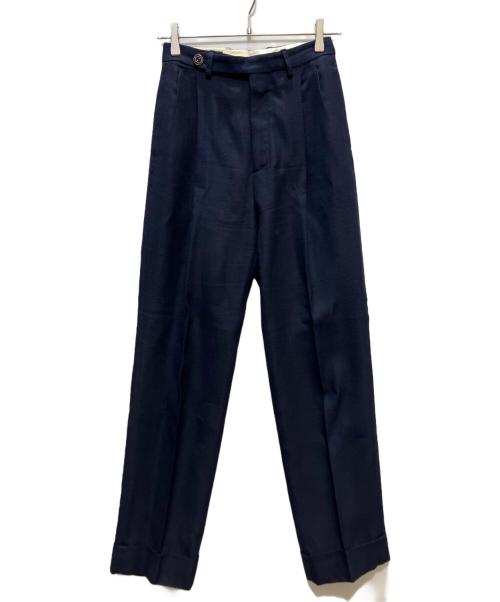 GUCCI（グッチ）GUCCI (グッチ) Blue High-Waisted Pleated Straight Trousers ネイビー サイズ:38の古着・服飾アイテム