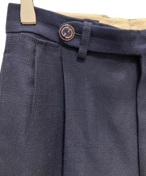 GUCCI（グッチ）GUCCI (グッチ) Blue High-Waisted Pleated Straight Trousers ネイビー サイズ:38の古着・服飾アイテム