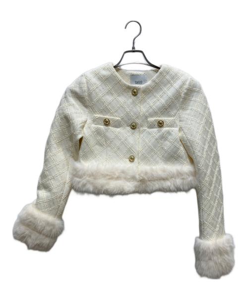 darich（ダーリッチ）Darich (ダーリッチ) 26AW ルミエールツイードファージャケット アイボリー サイズ:Sの古着・服飾アイテム