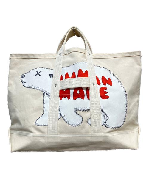 HUMAN MADE（ヒューマンメイド）HUMAN MADE (ヒューマンメイド) KAWS (カウズ) 21AW Made Tote Bag large アイボリーの古着・服飾アイテム