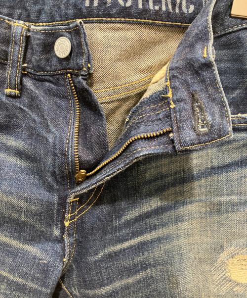 Hysteric Glamour（ヒステリックグラマー）Hysteric Glamour (ヒステリックグラマー) RW CLASH加工デニムスリムストレートパンツ インディゴ サイズ:SIZE　78.5cmの古着・服飾アイテム