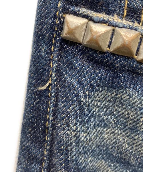 Hysteric Glamour（ヒステリックグラマー）Hysteric Glamour (ヒステリックグラマー) RW CLASH加工デニムスリムストレートパンツ インディゴ サイズ:SIZE　78.5cmの古着・服飾アイテム
