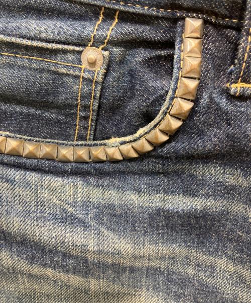 Hysteric Glamour（ヒステリックグラマー）Hysteric Glamour (ヒステリックグラマー) RW CLASH加工デニムスリムストレートパンツ インディゴ サイズ:SIZE　78.5cmの古着・服飾アイテム