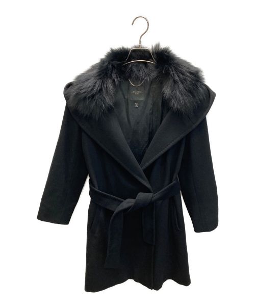Max Mara WEEK END LINE（マックスマーラ ウイークエンドライン）Max Mara WEEK END LINE (マックスマーラ ウイークエンドライン) ファー付フーデットウールコート ブラック サイズ:36の古着・服飾アイテム