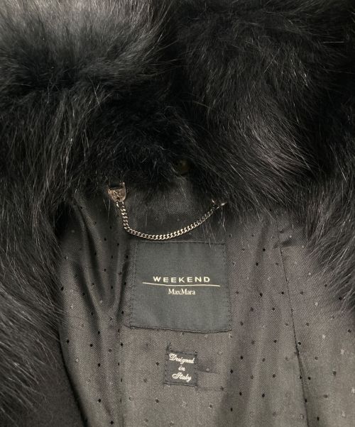 Max Mara WEEK END LINE（マックスマーラ ウイークエンドライン）Max Mara WEEK END LINE (マックスマーラ ウイークエンドライン) ファー付フーデットウールコート ブラック サイズ:36の古着・服飾アイテム