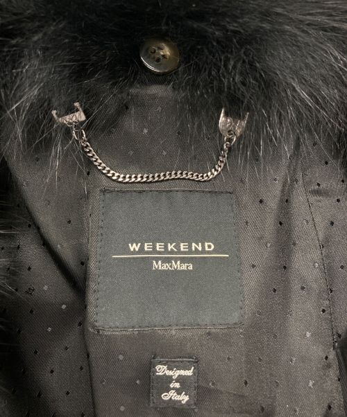 Max Mara WEEK END LINE（マックスマーラ ウイークエンドライン）Max Mara WEEK END LINE (マックスマーラ ウイークエンドライン) ファー付フーデットウールコート ブラック サイズ:36の古着・服飾アイテム