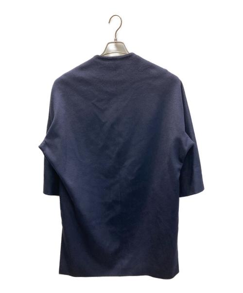 Max Mara Studio（マックスマーラ ストゥディオ）Max Mara Studio (マックスマーラ ストゥディオ) ピュアウールノーカラーコート ネイビー サイズ:40の古着・服飾アイテム