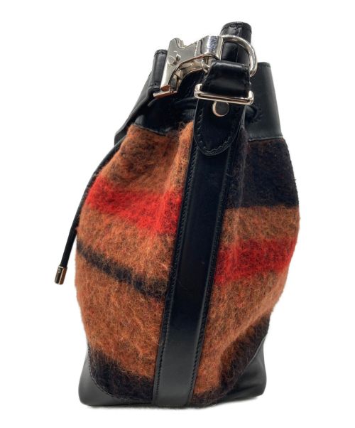 PROENZA SCHOULER（プロエンザ スクーラー）PROENZA SCHOULER (プロエンザ スクーラー) MIDIEM BUCKET JACQUARD FELT BAG レッド×ブラウン×ブラックの古着・服飾アイテム