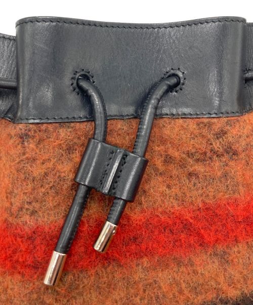 PROENZA SCHOULER（プロエンザ スクーラー）PROENZA SCHOULER (プロエンザ スクーラー) MIDIEM BUCKET JACQUARD FELT BAG レッド×ブラウン×ブラックの古着・服飾アイテム