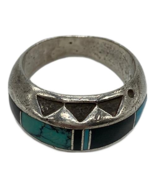 Navajo（ナバホ）Navajo (ナバホ) Ray Tracey インディアンジュエリー シルバーリング ブルー×シルバー サイズ:15号の古着・服飾アイテム