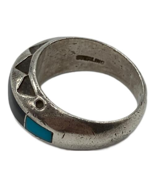 Navajo（ナバホ）Navajo (ナバホ) Ray Tracey インディアンジュエリー シルバーリング ブルー×シルバー サイズ:15号の古着・服飾アイテム
