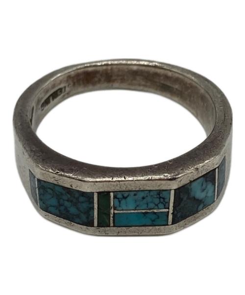 Navajo（ナバホ）Navajo (ナバホ) RAY TRACEY インディアンジュエリー シルバーリング ブルー×シルバー サイズ:17号の古着・服飾アイテム