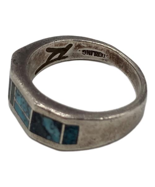 Navajo（ナバホ）Navajo (ナバホ) RAY TRACEY インディアンジュエリー シルバーリング ブルー×シルバー サイズ:17号の古着・服飾アイテム