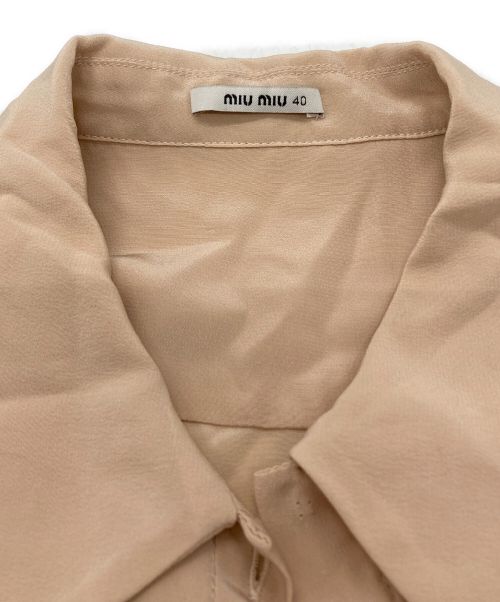 MIU MIU（ミュウミュウ）MIU MIU (ミュウミュウ) シルク100% プリーツシャツワンピ ピンク サイズ:40の古着・服飾アイテム