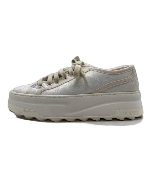 GUCCI（グッチ）GUCCI (グッチ) GGキャンバスロゴスニーカー ホワイト サイズ:SIZE 37の古着・服飾アイテム