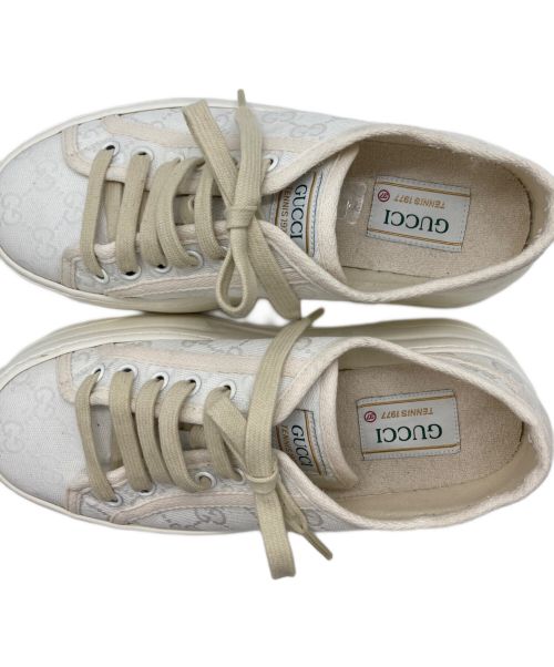 GUCCI（グッチ）GUCCI (グッチ) GGキャンバスロゴスニーカー ホワイト サイズ:SIZE 37の古着・服飾アイテム