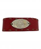 FENDIフェンディ）の古着「プレートレザーブレスレット」｜レッド