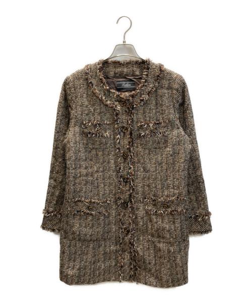 Leilian（レリアン）LEILIAN (レリアン) ツイードコート ブラウン サイズ:SIZE Freeの古着・服飾アイテム