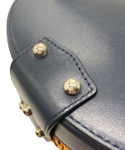 Kate Spade（ケイトスペード）Kate Spade (ケイトスペード) ラタンバスケットバッグ ブラウン×ネイビーの古着・服飾アイテム