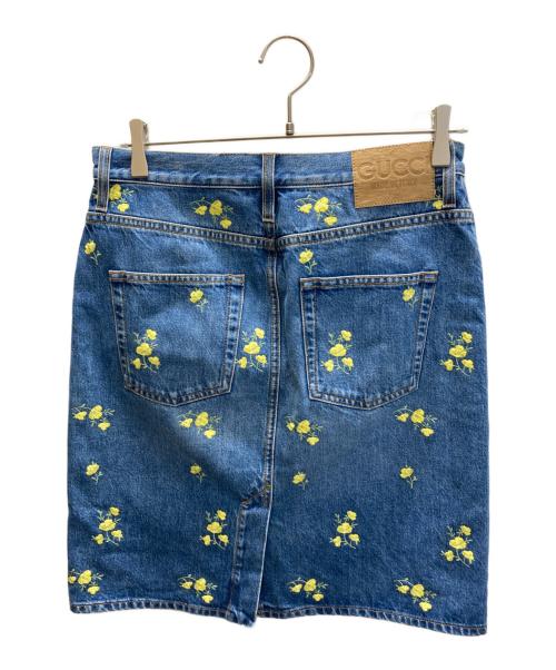 GUCCI（グッチ）GUCCI (グッチ) フラワー刺繍デニムミニスカート インディゴ サイズ:40の古着・服飾アイテム
