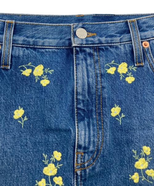 GUCCI（グッチ）GUCCI (グッチ) フラワー刺繍デニムミニスカート インディゴ サイズ:40の古着・服飾アイテム