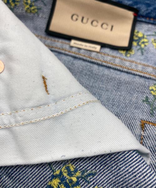 GUCCI（グッチ）GUCCI (グッチ) フラワー刺繍デニムミニスカート インディゴ サイズ:40の古着・服飾アイテム