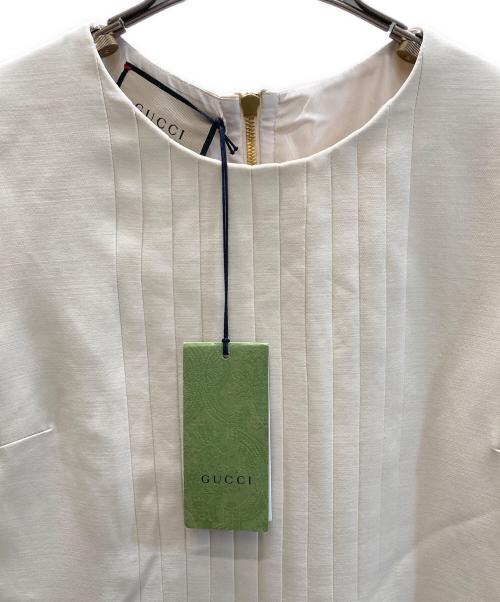 GUCCI（グッチ）GUCCI (グッチ) プリーツ切替ワンピース アイボリー サイズ:SIZE 38の古着・服飾アイテム