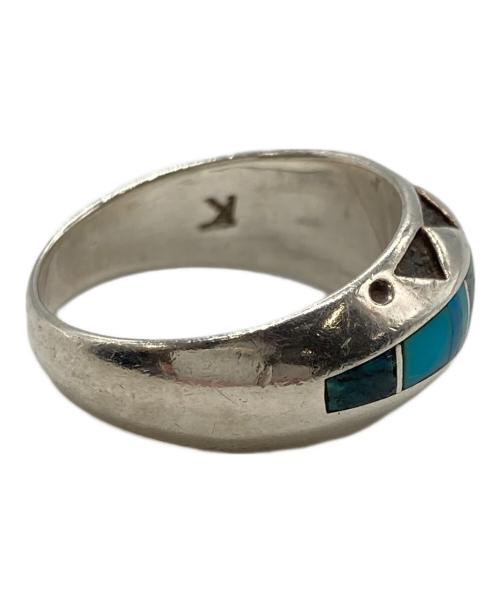 Navajo（ナバホ）Navajo (ナバホ) Ray Tracey インディアンジュエリー シルバーリング ブルー×シルバー サイズ:13号の古着・服飾アイテム